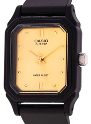 Casio Youth Analog Watch for Women with Resin Band, Water Resistant, LQ-142E-9ADF, Black-Gold