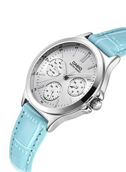 Casio Enticer Analog Watch for Women with Leather Band, Water Resistant and Chronograph, LTP-V300L-2AUDF, Blue-Silver