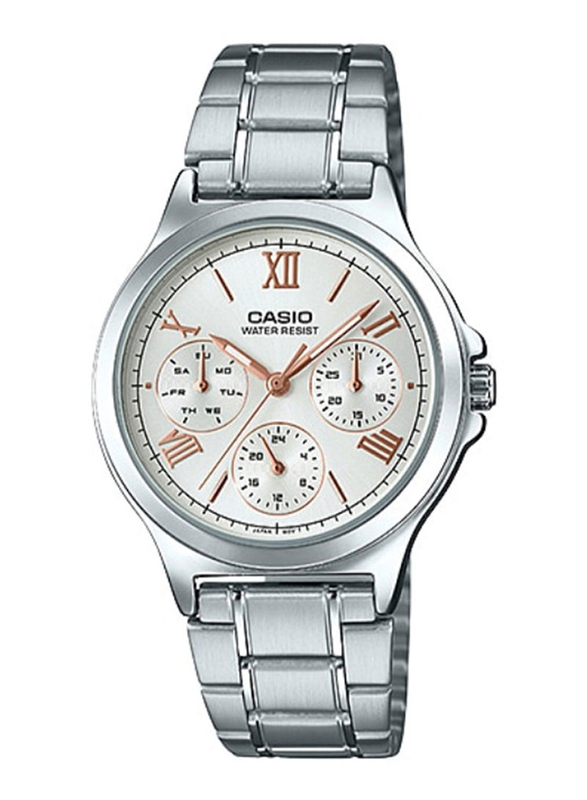 Casio Dress Analog Watch for Women with Stainless Steel Band, Water Resistant, LTP-V300D-7A2UDF, Silver