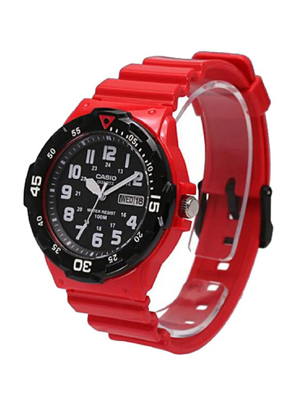 Casio Youth Analog Watch for Men with Resin Band, Water Resistant, MRW-200HC-4BV, Red-Black
