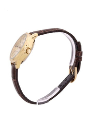 Casio Dress Analog Watch for Women with Leather Band, Water Resistant, LTP-V004GL-9AUDF, Brown/Gold