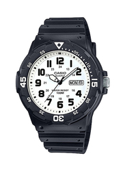 Casio Youth Analog Watch for Men with Silicone Band, Water Resistant, MRW-200H-7BVDF, Black/White