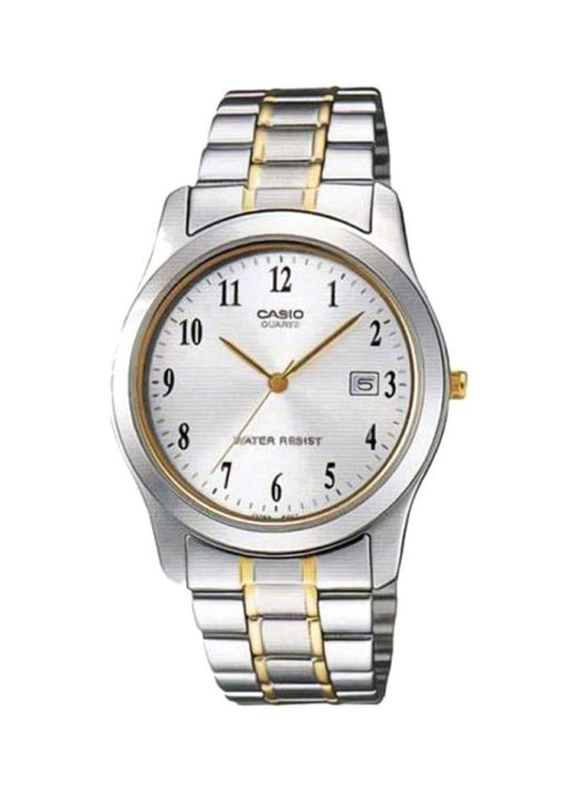 Casio Enticer Analog Unisex Watch with Stainless Steel Band, Water Resistant, MTP-1141G-7BRDF, Silver-Gold/Silver