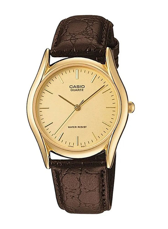 Casio Analog Watch for Women with Leather Band, Water Resistant, LTP1094Q-9ARDF, Brown-Gold