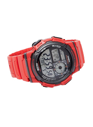 Casio Youth Series Digital Watch for Men with Resin Band, Water Resistant, AE-1000W-4AVDF, Red/Grey