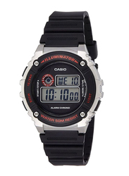 Casio Youth Series Digital Watch for Boys with Resin Band, Water Resistant, W-216H-1CVDF, Black/Grey-Black