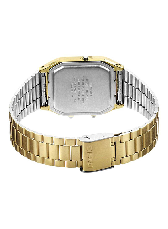 Casio Youth Analog/Digital Watch for Men with Stainless Steel Band, Water Resistant, AQ-230GA-9D, Gold/Beige