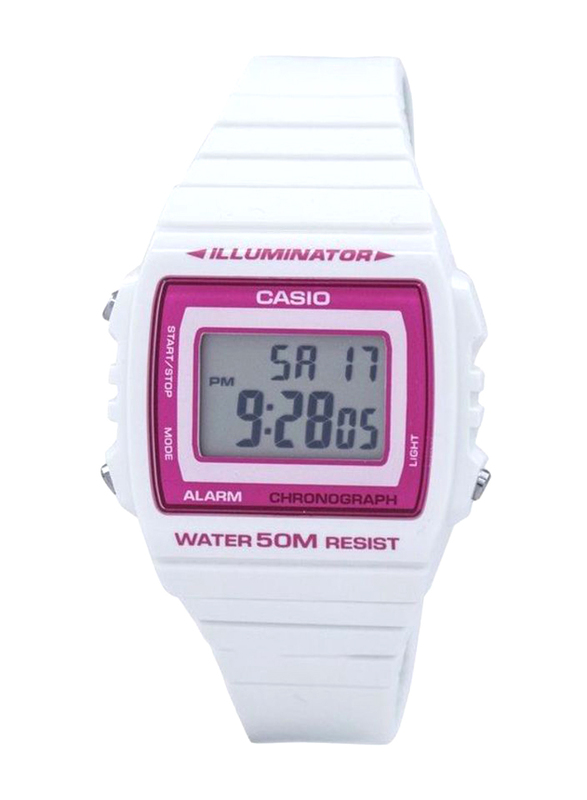 Casio Classic Digital Unisex Watch with Resin Band, Water Resistant, W-215H-7A2VDF, White/Grey-Pink