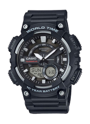 Casio Youth Analog/Digital Watch for Men with Silicone Band, Water Resistant, AEQ-110W-1AVDF, Black
