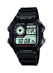 Casio Youth Series Digital Watch for Boys with Resin Band, AE-1200WH-1BVDF, Black-Grey
