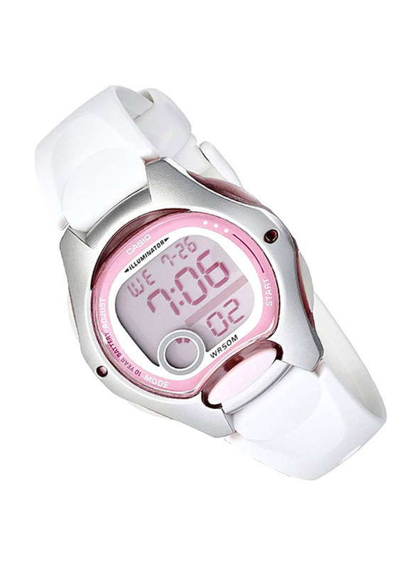 Casio Sports Digital Watch for Women with Resin Band, Water Resistant, LW-200-7AVDF, White/Pink-Grey