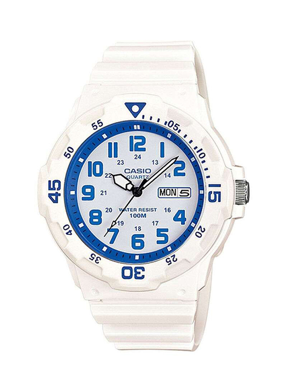 Casio Analog Watch for Men with Resin Band, Water Resistant, MRW-200HC-7B2DF, White-Blue