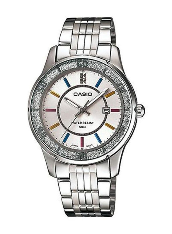 

Casio Enticer Series Analog Watch for Women with Stainless Steel Band, Water Resistant, LTP-1358D-7AVDF, Silver