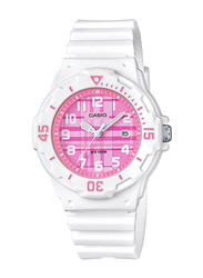 Casio Youth Series Analog Watch for Women with Resin Band, Water Resistant, LRW-200H-4C, White/Pink