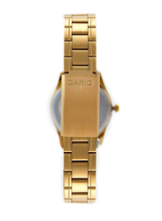 Casio Dress Analog Watch for Women with Stainless Steel Band, Water Resistant, LTP-V006G-9BUDF, Gold/Beige