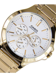 Casio Enticer Analog Watch for Men with Stainless Steel Band, Water Resistant, MTP-V300G-7AUDF, Gold/Silver
