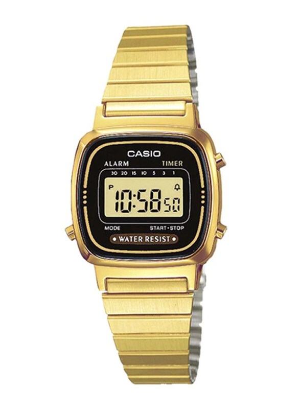 

Casio Vintage Series Digital Watch for Women with Stainless Steel Band, Water Resistant, LA670WGA-1DF, Gold/Grey-Black