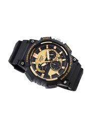 Casio Youth Analog Watch for Men with Resin Band, Water Resistant and Chronograph, MCW-200H-9AVDF, Black/Gold
