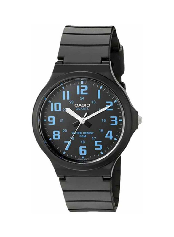 Casio Youth Analog Watch for Men with Resin Band, Water Resistant, MW-240-2BVDF, Black