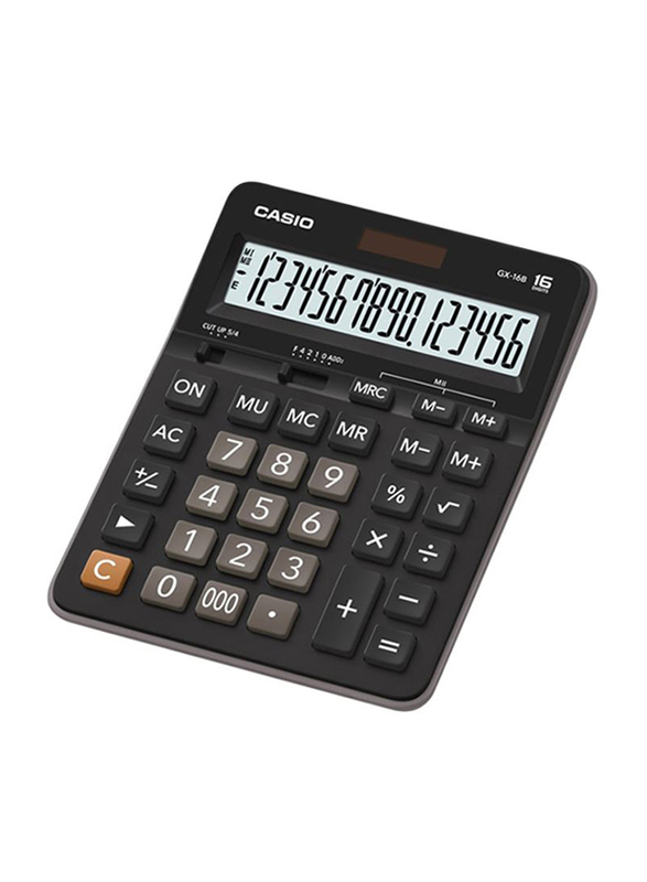 Casio 16-Digit Basic Calculator, GX-16B-W-DC, Black