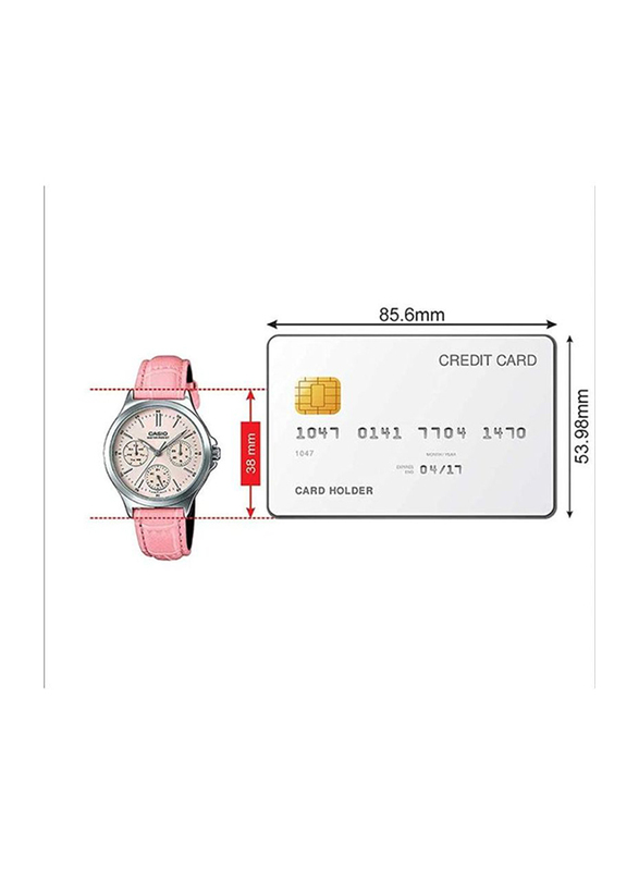 Casio Enticer Analog Watch for Women with Leather Band, Water Resistant, LTP-V300L-4AUDF, Pink