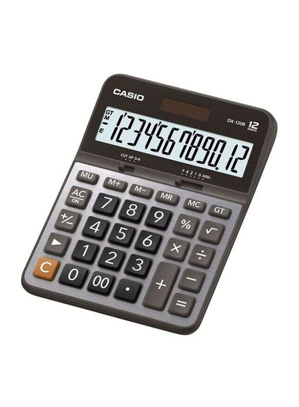 Casio 12-Digit Basic Calculator, DX-120B, Black/Grey/White