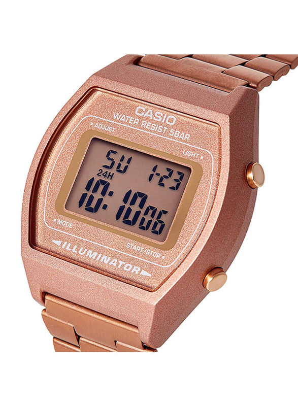Casio Digital Watch for Women with Stainless Steel Band, Water Resistant, B640WC-5ADF, Rose Gold/Pink