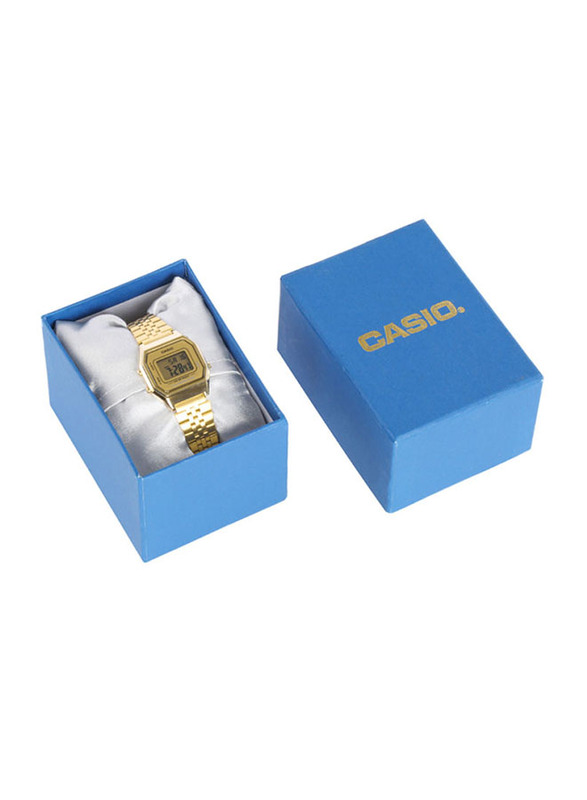 Casio Vintage Illuminator Digital Watch for Women with Stainless Steel Band, Water Resistant, DB-360-1A, Gold