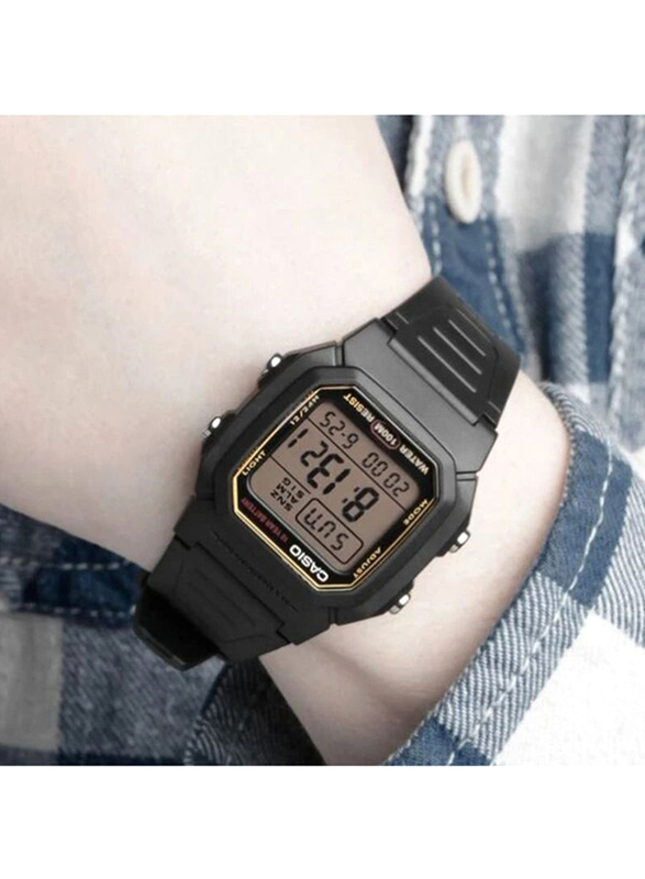 Casio Classic Digital Watch for Boys with Resin Band, Water Resistant, W-800HG-9AVDF, Black