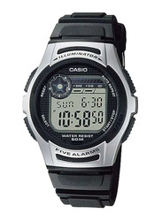 Casio Youth Digital Watch for Men with Resin Band, Water Resistant, W-213-1AVDF, Black-Grey
