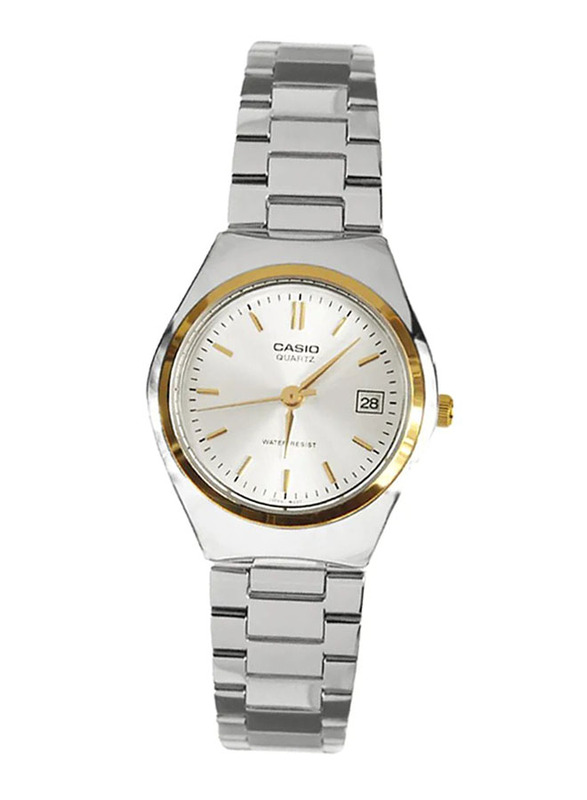 Casio Analog Watch for Women with Stainless Steel Band, Water Resistant, LTP1170G-7ARDF, Silver-White
