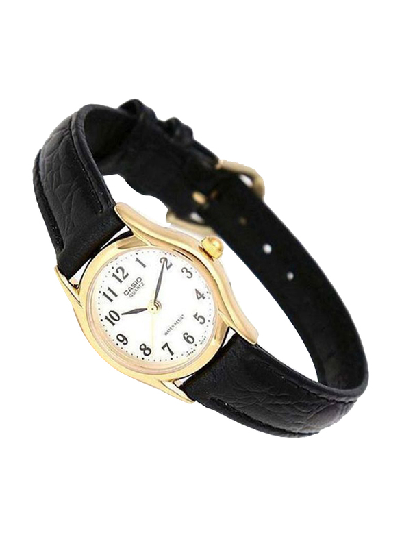 Casio Enticer Series Analog Watch for Women with Leather Band, Water Resistant, LTP-1094Q-7B2RDF, Black/Gold
