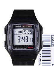 Casio Collection Digital Watch for Men with Resin Band, Water Resistant, F-201WA-1ADF, Black/Grey