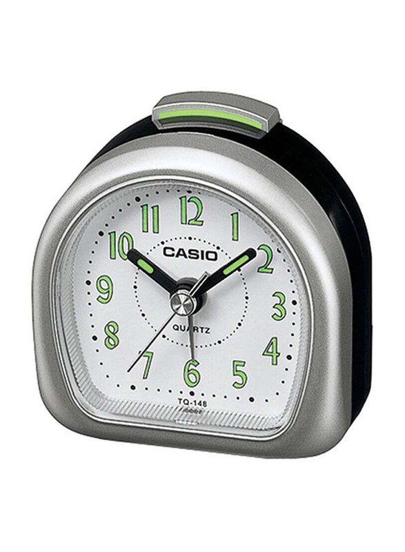 Casio Analog Alarm Desk Clock, TQ-148-8DF, Black/White/Silver