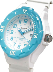 Casio Youth Series Analog Watch for Women with Resin Band, Water Resistant, LRW-200H-2BVDF, White