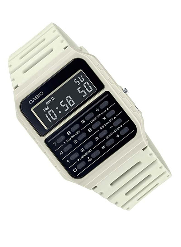 Casio Digital Watch for Unisex with Resin Band, Water Resistant, CA-53WF-8BDF, White/Black
