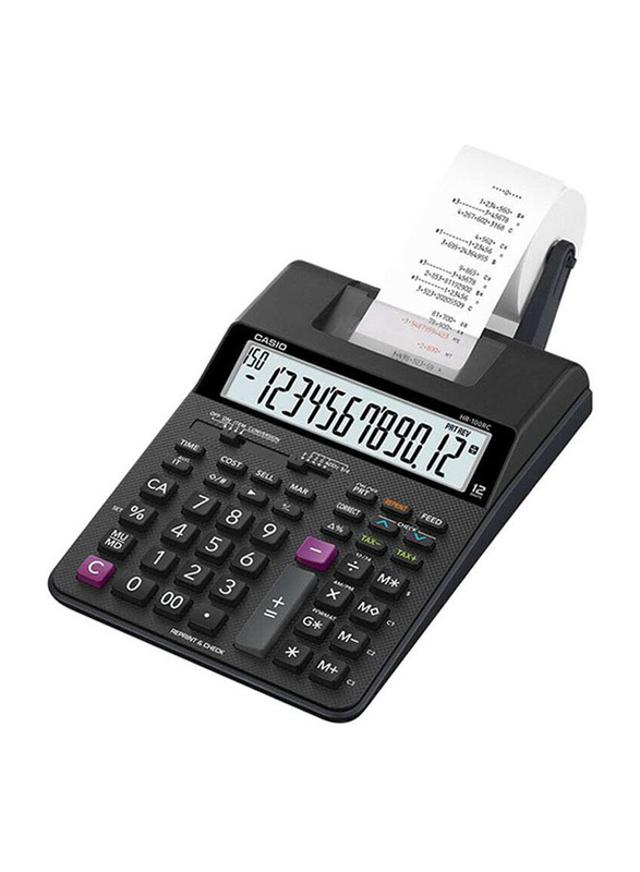 Casio 12-Digit Print and Check Calculator, Black