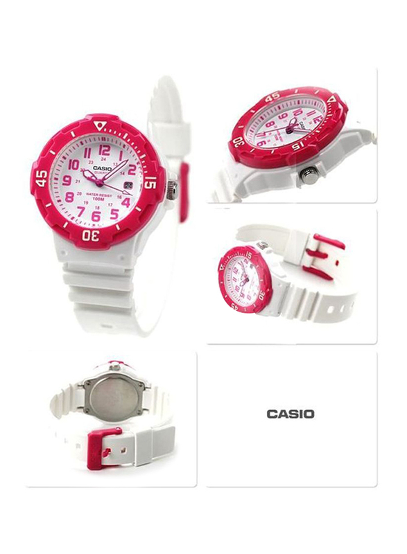 Casio Youth Series Analog Watch for Women with Resin Band, Water Resistant, LRW-200H-4BVDF, White/Pink