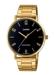 Casio Analog Watch for Men with Stainless Steel Band, Water Resistant, MTP-VT01G-1B2UDF, Gold/Black