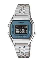 Casio Vintage Digital Watch for Women with Stainless Steel Band, Water Resistant, LA680WA-2BDF, Silver-Black/Blue