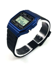 Casio Digital Watch for Men with Resin Band, Water Resistant with Chronograph, F-91WM-2ADF, Navy Blue-Grey