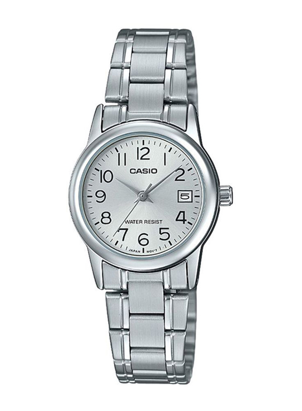 Casio Dress Analog Watch for Women with Stainless Steel Band, Water Resistant, LTP-V002D-7B, Silver