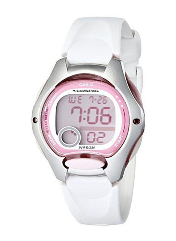 Casio Sports Digital Watch for Women with Resin Band, Water Resistant, LW-200-7AVDF, White/Pink-Grey