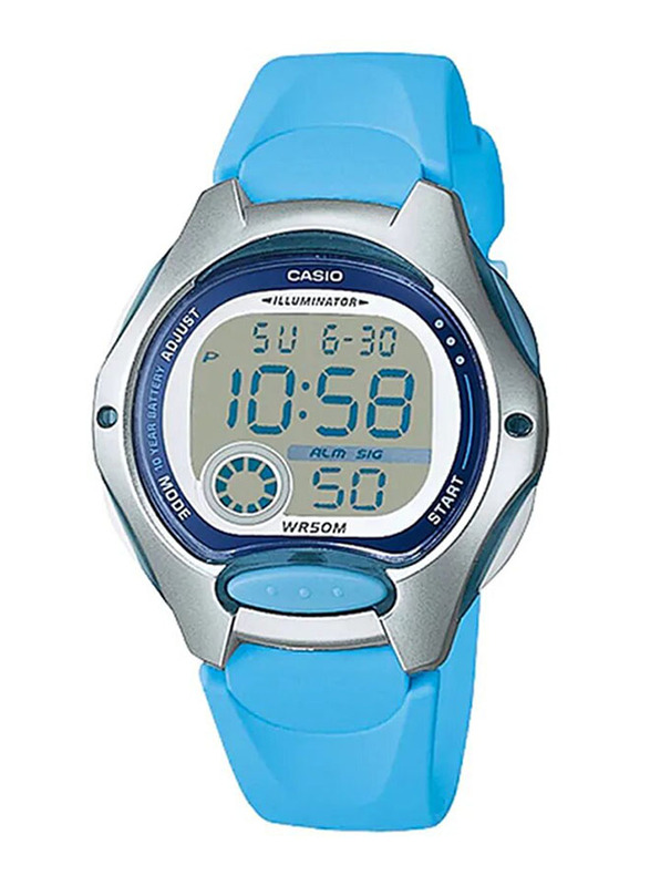 Casio Youth Digital Quartz Watch for Men with Resin Strap, Water Resistant, LW-200-2BVDF, Light Blue-Grey