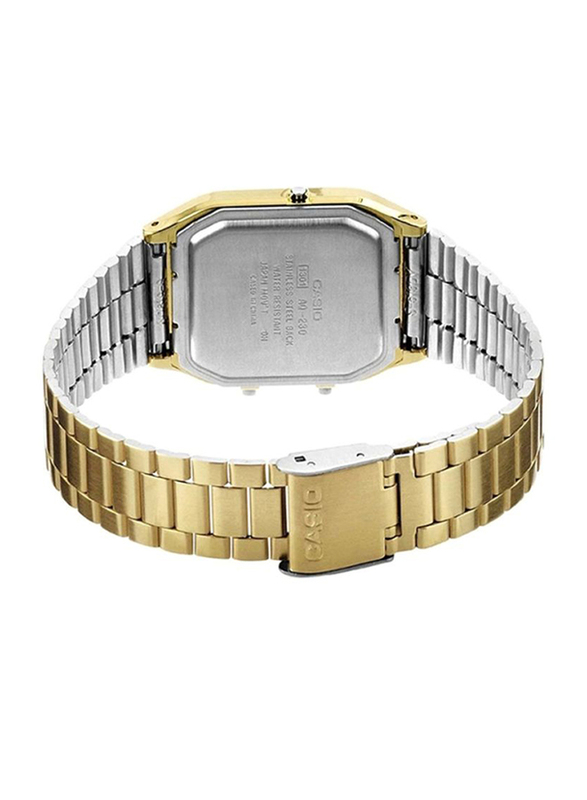 Casio Youth Series Analog/Digital Watch for Men with Stainless Steel Band, Water Resistant, AQ-230GA-9BMQ, Gold/Grey