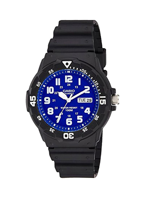 Casio Youth Series Analog Watch for Men with Silicone Band, Water Resistant, MRW-200H-2B2VDF, Black/Blue