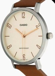 Casio Enticer Analog Watch for Women with Leather Band, Water Resistant, LTP-VT01L-5BUDF, Brown/Beige