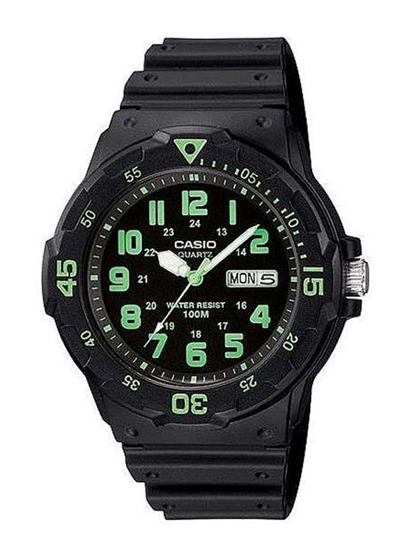 Casio Analog Watch for Men with Rubber Band, Water Resistant, MRW-200H-3BVDF, Black