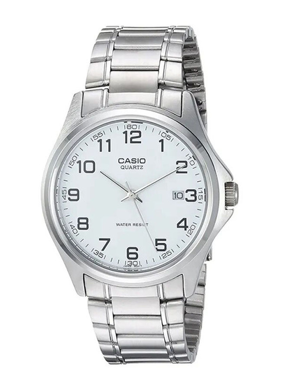Casio Analog Watch for Men with Stainless Steel Band, Water Resistant, MTP-1183A-7BDF, Silver-White