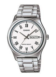 Casio Analog Watch for Men with Stainless Steel Band, Water Resistant, MTP-V006D-7B2UDF, Silver/White